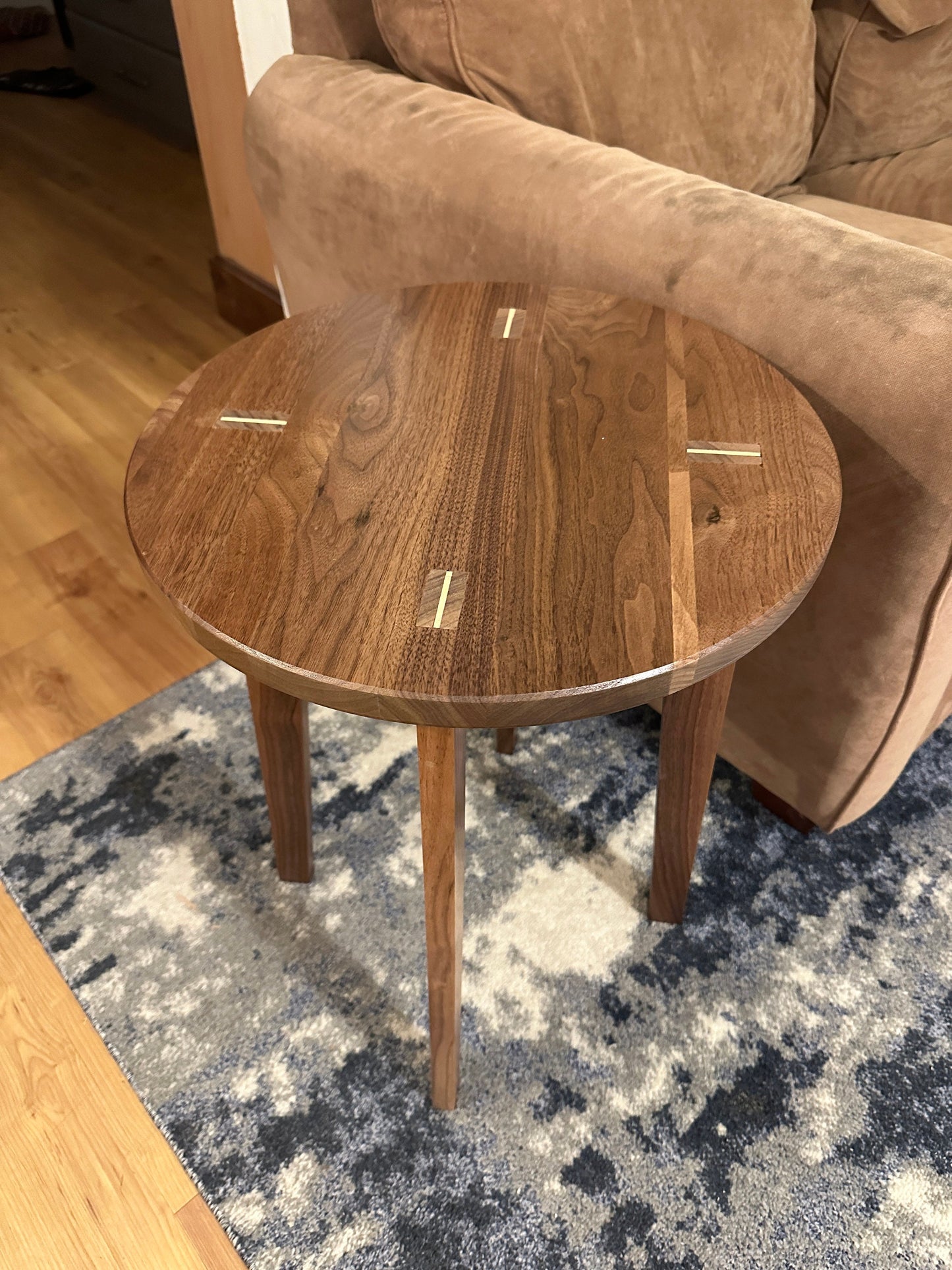 Walnut side table with maple accent, custom sizing