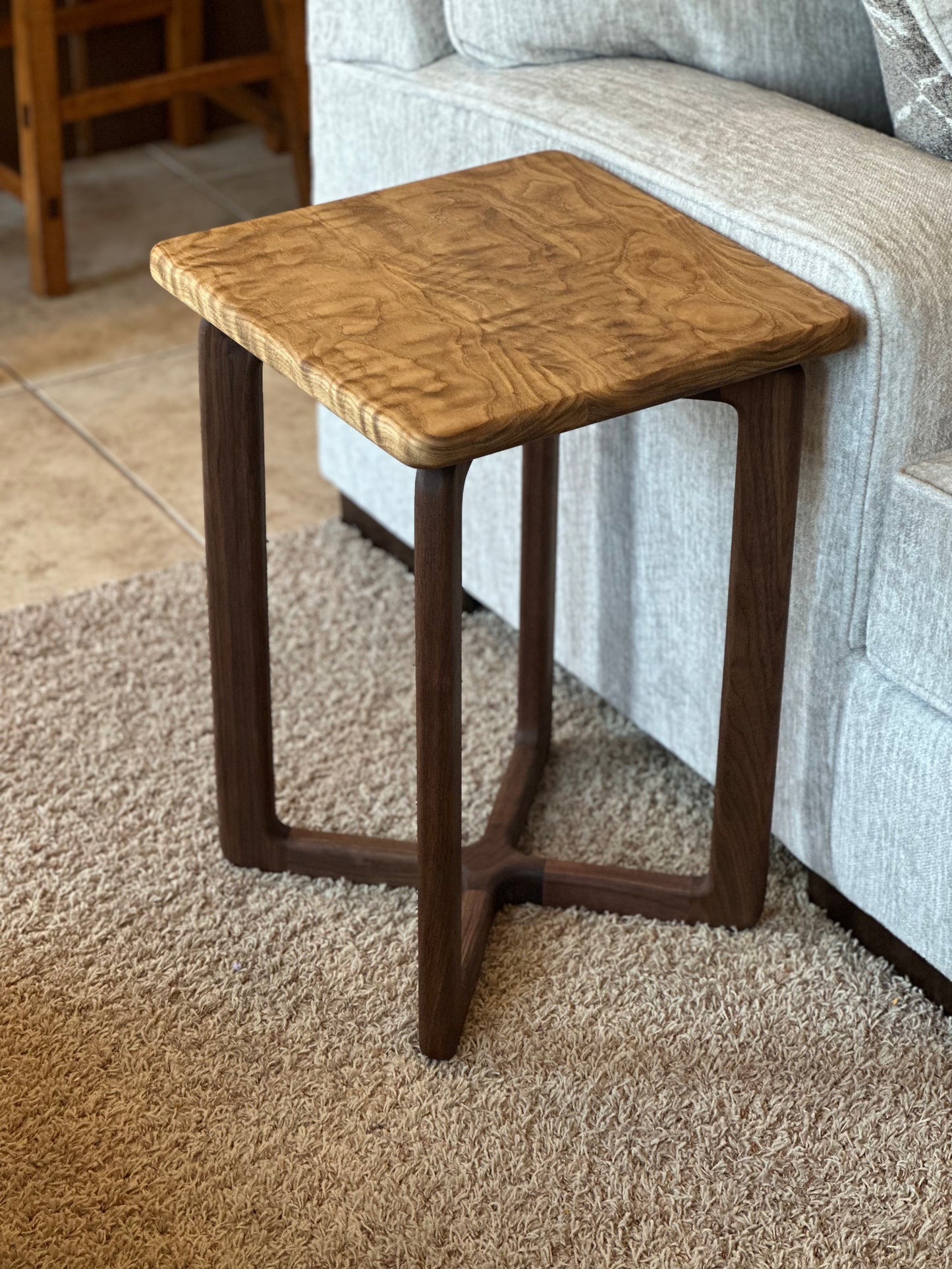 Curly Oak And Walnut Side Table