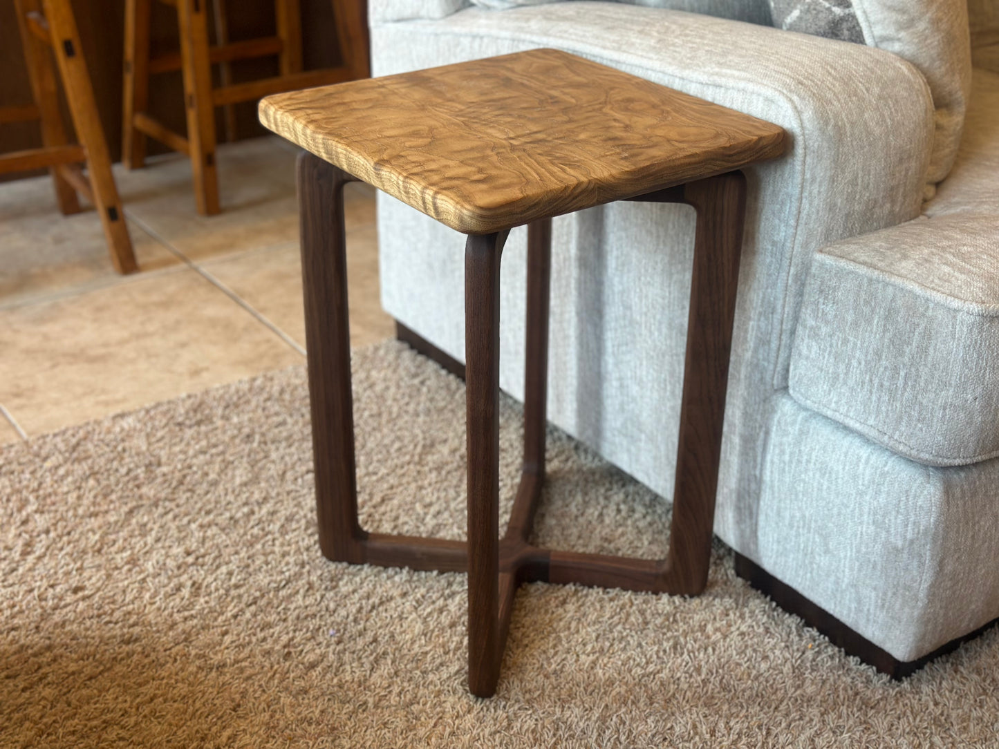 Curly Oak And Walnut Side Table