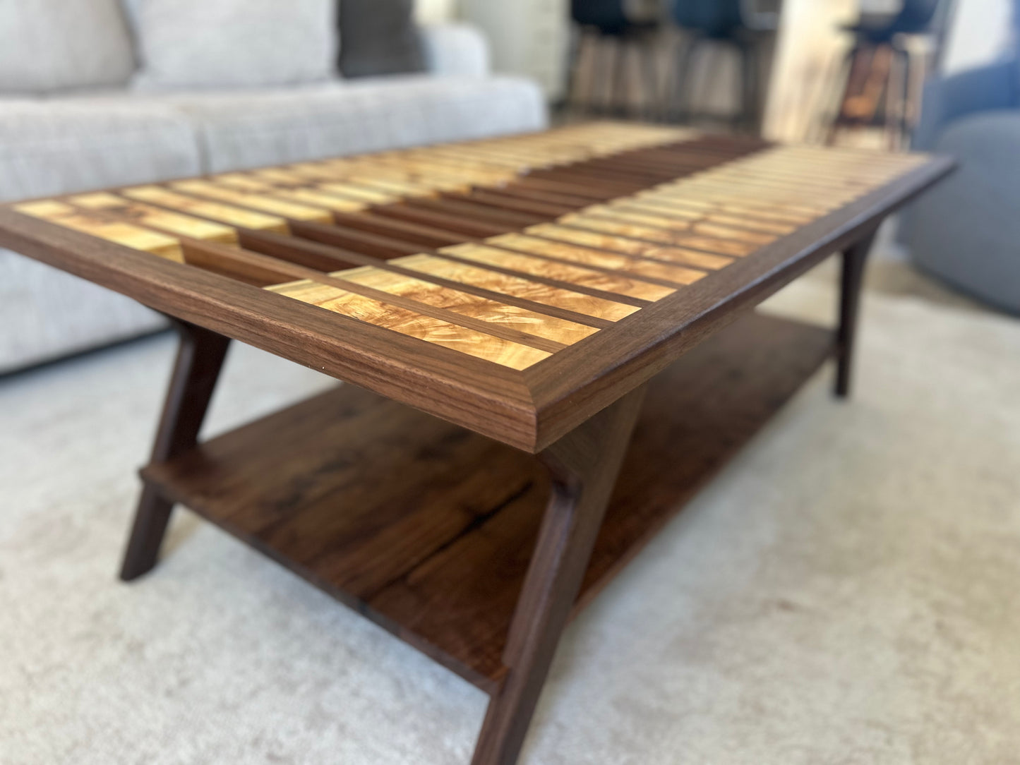 Figured Cottonwood and Black Walnut Coffee Table