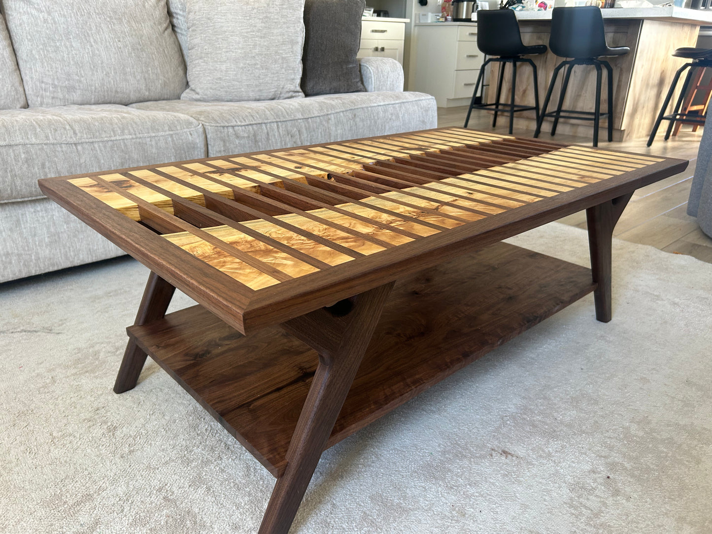 Figured Cottonwood and Black Walnut Coffee Table
