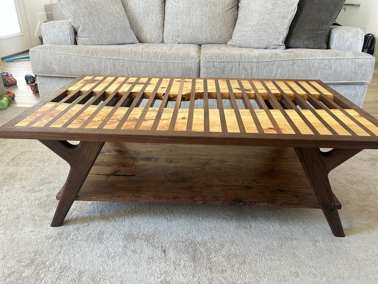 Figured Cottonwood and Black Walnut Coffee Table