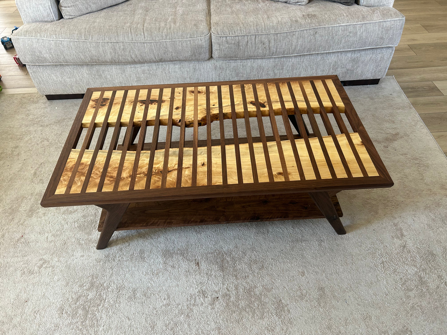 Figured Cottonwood and Black Walnut Coffee Table