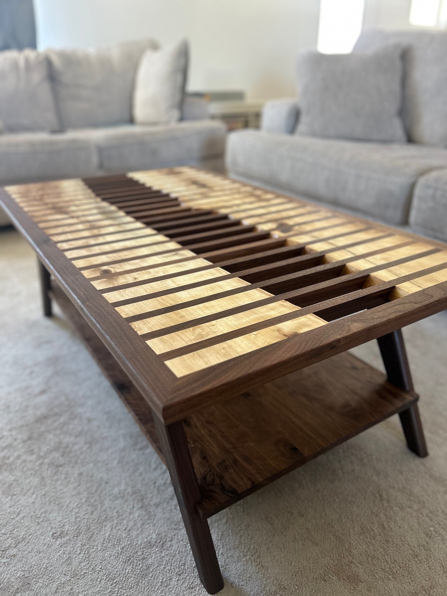 Figured Cottonwood and Black Walnut Coffee Table