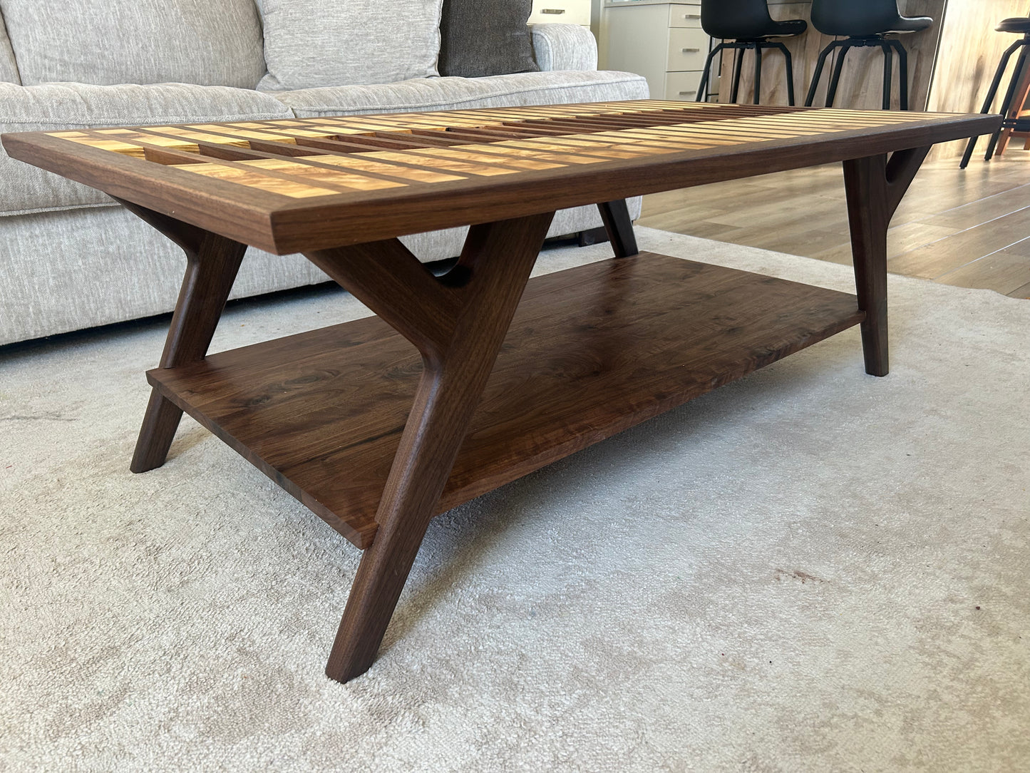 Figured Cottonwood and Black Walnut Coffee Table