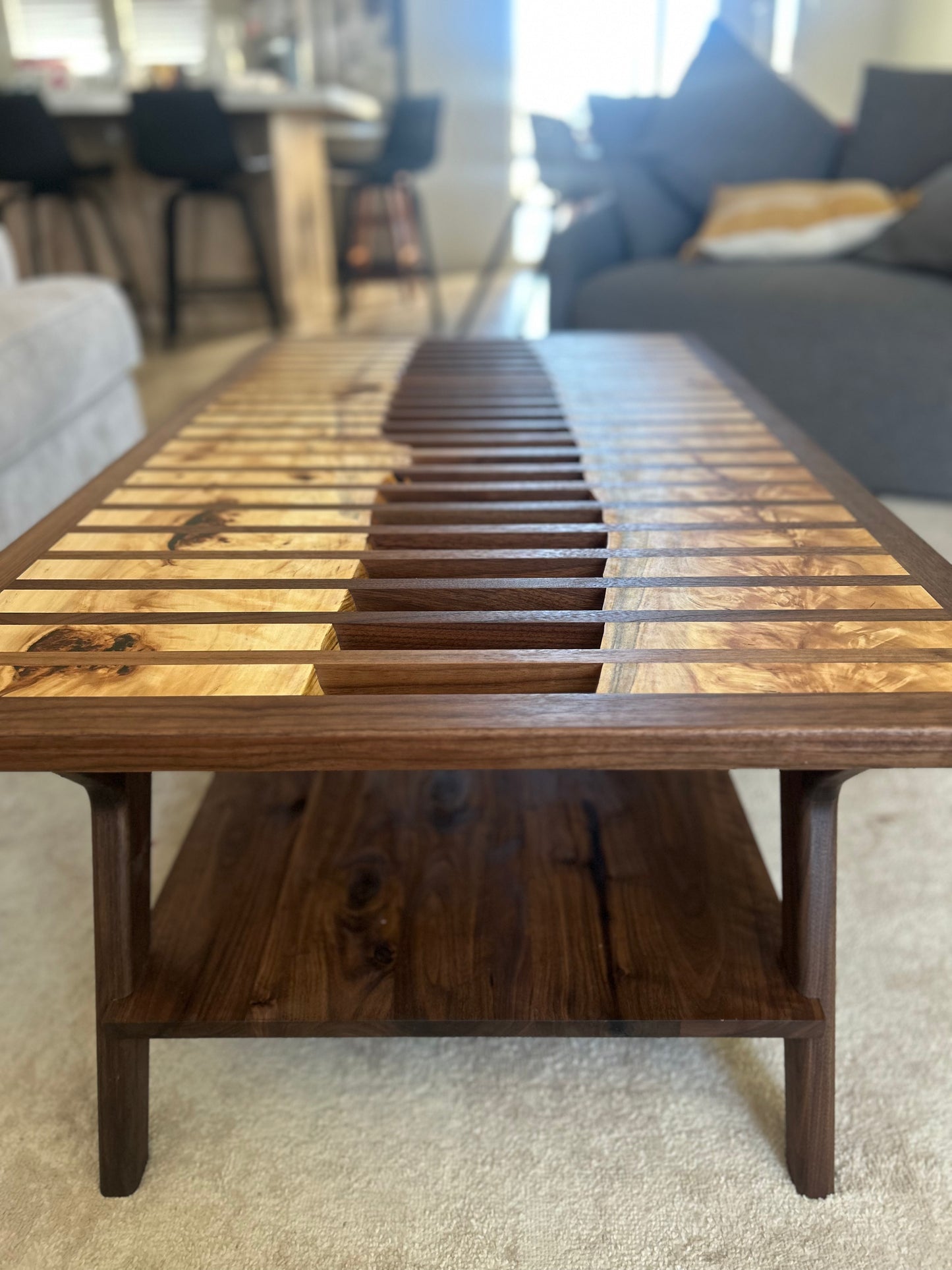 Figured Cottonwood and Black Walnut Coffee Table