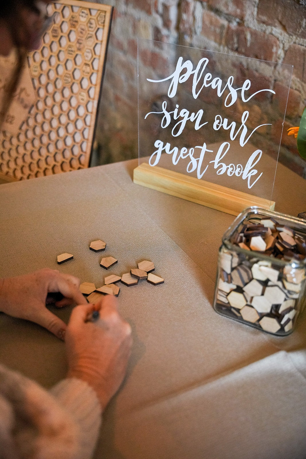 Wedding Guest Book, Alternative Guest Book, Hexagon Sign,  Layered Wood, Unique Guestbook, Custom Guestbook, Bumble Wedding